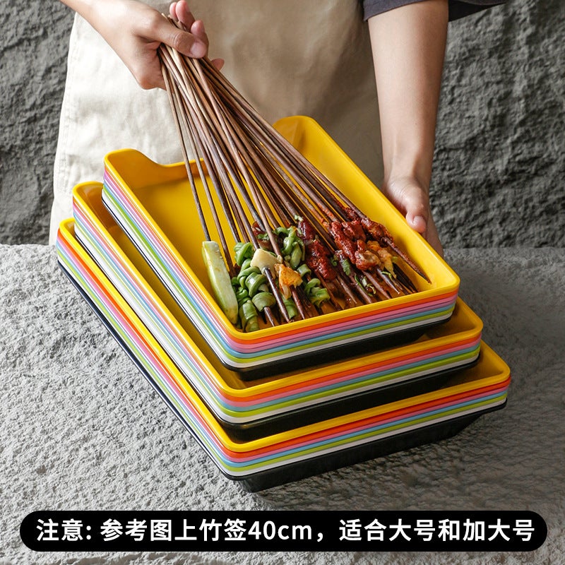 Melamine Tableware String Plate Rectangular Commercial String Incense Dish Selection Plate Barbecue Tray Kebab Fried String Display Plate - Image 3